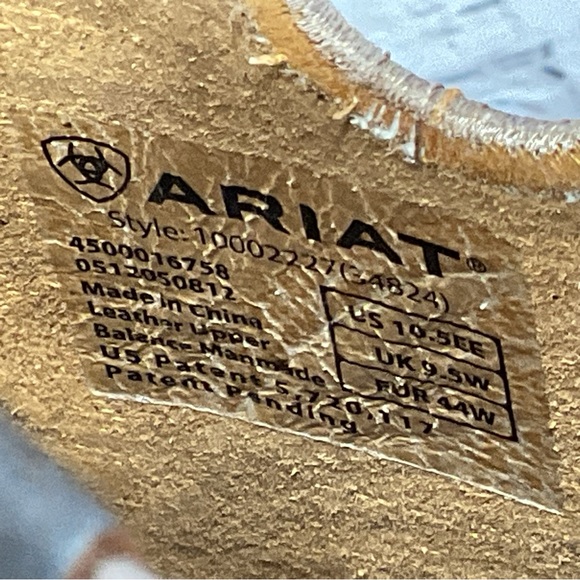 Ariat Heritage Boots Men's Size 10.5 EE Brown Two Tone Leather Cowboy Square Toe - Picture 2 of 10